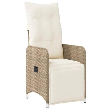 vidaXL - Verstelbare tuinstoel met kussens - Beige - Poly rattan product