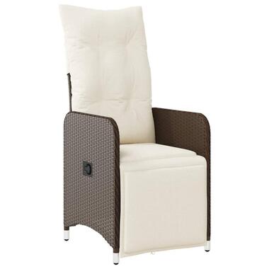 vidaXL - Verstelbare tuinstoel met kussens - Bruin - Poly rattan product