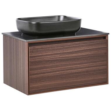 ARICA - Badkamermeubel met wastafel - Donkerbruin - 80 cm - MDF product
