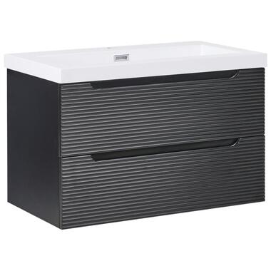 MAKANA - Badkamermeubel met wastafel - Zwart - 80 cm - MDF