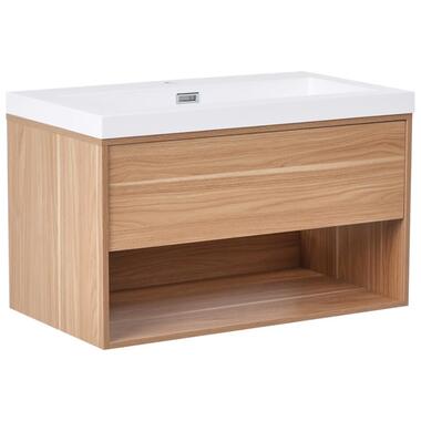 BERBICE - Badkamermeubel met wastafel - Lichtbruin - 80 cm - MDF product