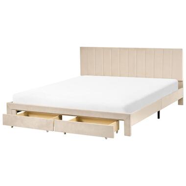 LONZAC - Bed met opbergruimte - Beige - 180 x 200 cm - Fluweel product