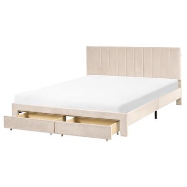 LONZAC - Bed met opbergruimte - Beige - 160 x 200 cm - Fluweel product