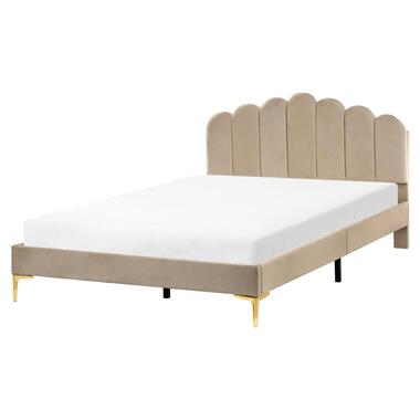 SAUVIAN - Bed - Taupe - 160 x 200 cm - Fluweel product