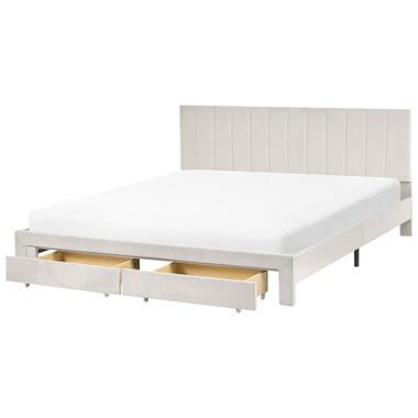 LONZAC - Bed met opbergruimte - Gebroken wit - 180 x 200 cm - Fluweel product