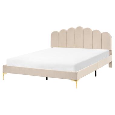 SAUVIAN - Bed - Beige - 160 x 200 cm - Fluweel product