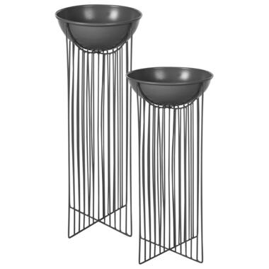 FICARIA - Bloempot set van 2 - Zwart - Metaal