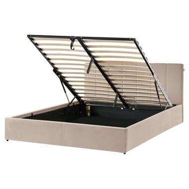 DREUX - Bed met opbergruimte - Taupe - 160 x 200 cm - Fluweel product