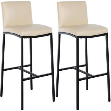 CLP Set van 2 Barkruk Freeport zwart Frame - Kunstleer - creme product