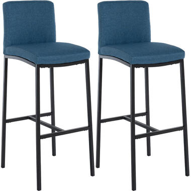 CLP Set van 2 Barkruk Freeport zwart Frame - Stof - blauw product