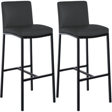 CLP Set van 2 Barkruk Freeport zwart Frame - Kunstleer - donkergrijs product