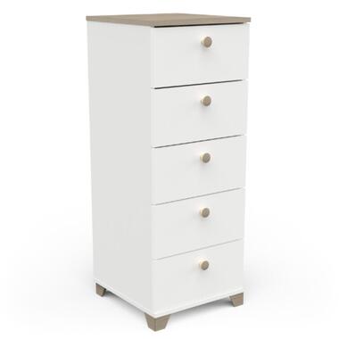 Ladekast Liva 5 lades - Kronberg eik/mat wit product