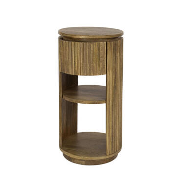 Hoyz Collection - Nachtkastje Wave XS Rond 1 Lade - Massief Mango Zand