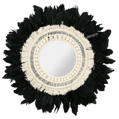 Ostaria Wandspiegel bohemian Veren - zwart/wit - rond - Dia 57 cm product