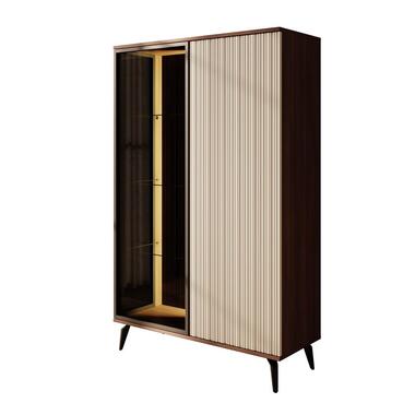 Meubella - Riverhead - Vitrinekast - Beige/Eiken - 103x39x162 cm