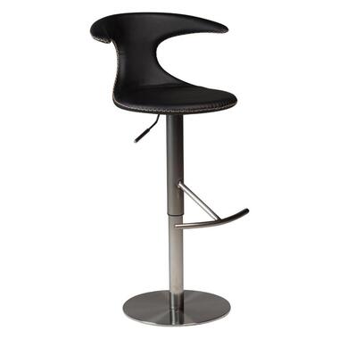 Hioshop Flair Dan-Form barstoel hoogteverstelbaar echt leer zwart