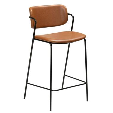 Hioshop Zed Dan-Form counterstoel met armleuningen PU-kunstleer lichtbruin