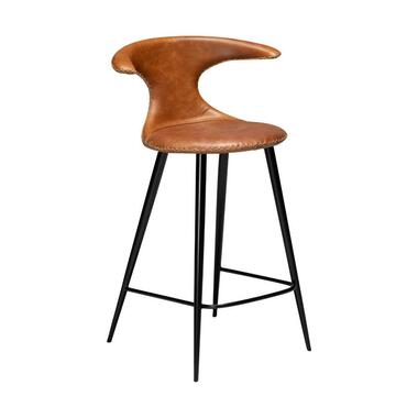 Hioshop Flair Dan-Form counterstoel echt leer bruin