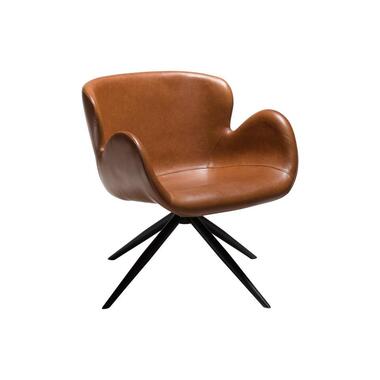 Hioshop Gaia Dan-Form fauteuil met armleuningen PU-kunstleer lichtbruin