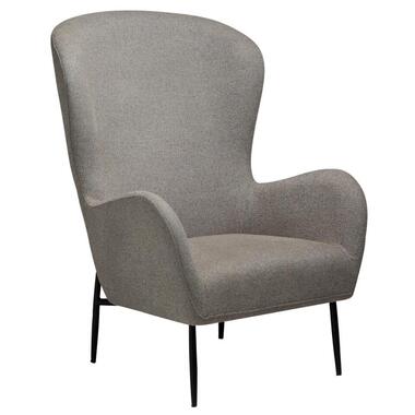 Hioshop Glam Dan-Form fauteuil met armleuningen bouclé lichtbruin
