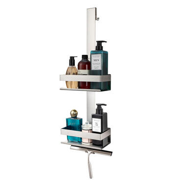 VDN Stainless Doucherek zilver - RVS - 2 Laags - Met douchewisser