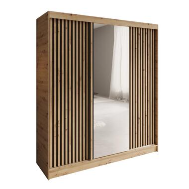 Meubella - Elles - Kledingkast met 3 schuifdeuren - Eiken - 180x60x204 cm product