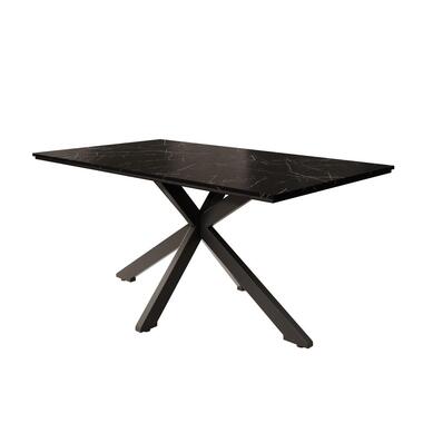 Meubella - Eetkamertafel Wabe - Zwart marmerlook - 160 cm product