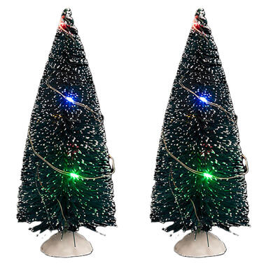 Feeric Christmas 2x decoratie kerstboompjes 15 cm 20 LEDs