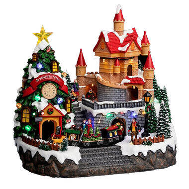 Feeric Christmas Kerstdorp landhuis kerstman - 31 x 32,5 x 24 cm