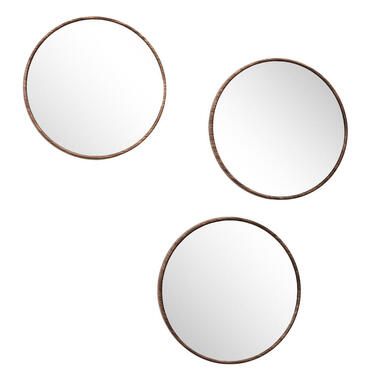 Home Deco Factory spiegel Toronto - 3x stuks - D26 cm - hout