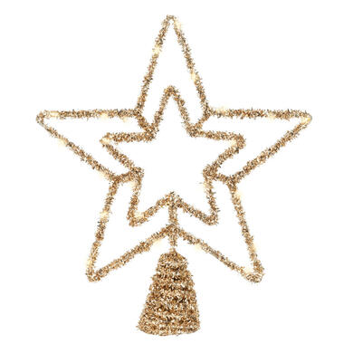 Lumineo kerstboom piek ster goud 26 cm led