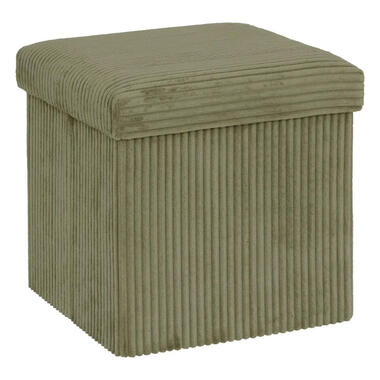 Atmosphera Hocker/poef Ribcord - opvouwbaar - groen - 38x38cm