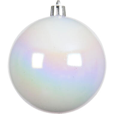 Decoris Kerstballen 16x st wit parelmoer D4 cm kunststof