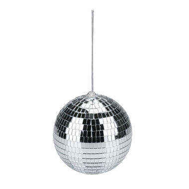 Party Casa discobal kerstbal - zilver - D15 cm - kunststof -disco
