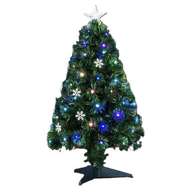Feeric Lights Fiber kerstboom- met licht/piek - 90 cm - 74 leds