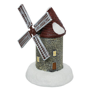 Feeric Christmas Kerstdorp molen met beweging en licht 15 cm