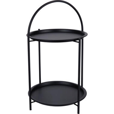 Home & Styling Bijzettafel 2 laags - zwart - metaal - 40 x 66 cm