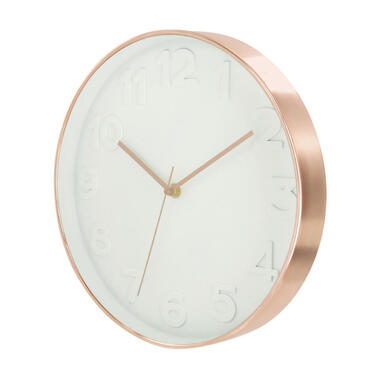 Home Deco Factory Wandklok - D30 cm - koper/wit - kunststof