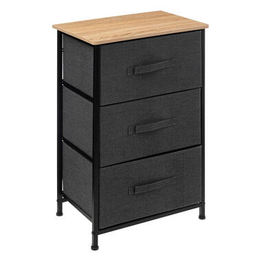 5Five Opbergkast - 3x mand - 43x30x73cm - hout/stof donkergrijs product