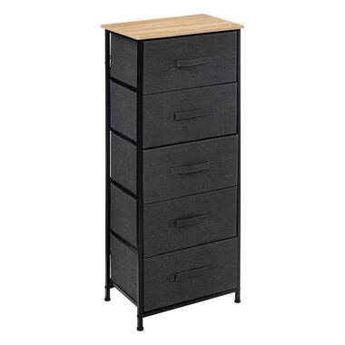 5Five Opbergkast - 5x mand - 45x30x114cm - hout/stof donkergrijs product