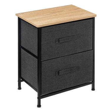 5Five Opbergkast - 2x mand - 42x30x51cm - hout/stof donkergrijs product