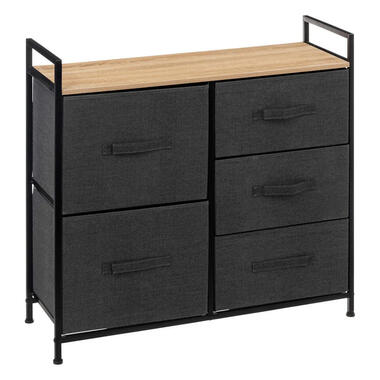 5Five Opbergkast - 5x mand - 83x29x77 cm - hout/stof donkergrijs product