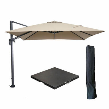 Garden Impressions Hawaii zweefparasol 3x3m taupe met voet en hoes