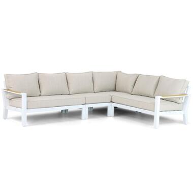 Hoek loungeset 6 personen Aluminium/Polywood (teakfinish) Wit Lifestyle Garden