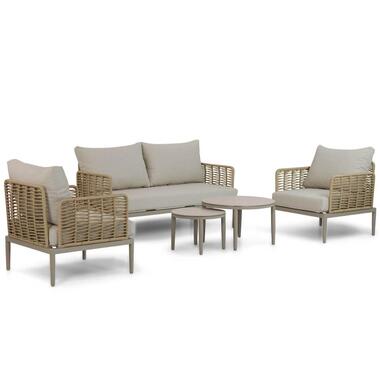 Stoel en Bank Loungeset 4 personen Wicker/Aluminium Taupe Coco Ibiza