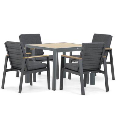 Tuinset 4 personen 100 cm Aluminium/teak Grijs Lifestyle Garden Furniture