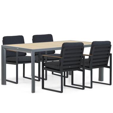 Tuinset 4 personen 180 cm Aluminium/teak Grijs Santika Furniture Soray