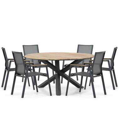 Tuinset Ronde tuintafels 6 personen 150 cm Aluminium/textileen Grijs Lifestyle product