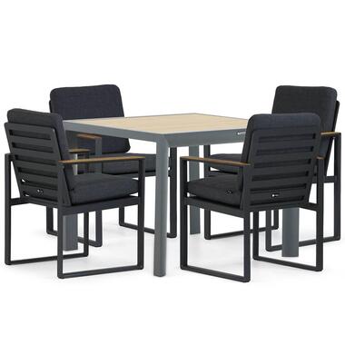 Tuinset 4 personen 100 cm Aluminium/teak Grijs Santika Furniture Soray product