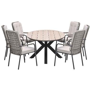 Garden Impressions Aleria - Tulli tuinset 7-delig taupe 220x115xH75 cm